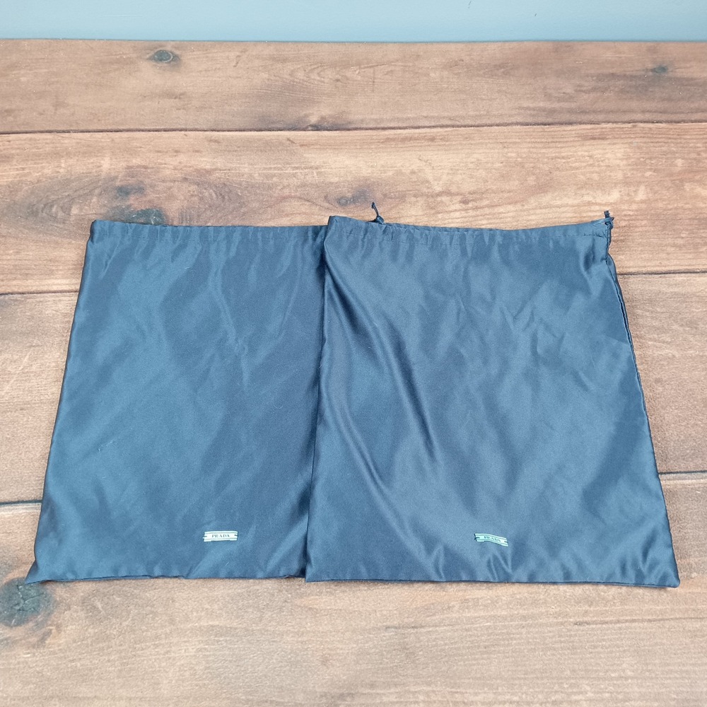 Prada Dust Bags Set of 2 Dark Gray Shoe Bag Pouch Luxury Accessory